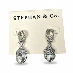 Stephan & Co Women’s Silver Plated Austrian Crystal Dangle Earrings NWT