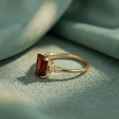 Lab Created Red Garnet Ring, Base Metal: Brass Finish: Gold Plated