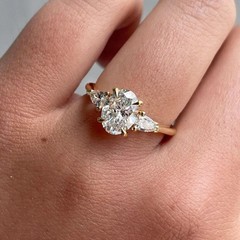 Oval Cut Triloyg Ring 2 CT Oval Moissanite Engagement Ring, Anniversary Gift