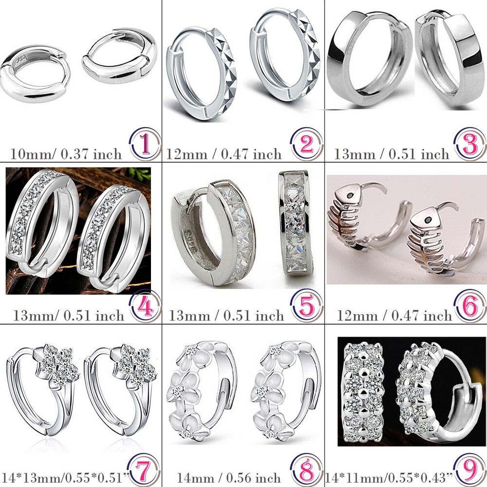Designer Inspired Genuine 925 Sterling Silver 10-14mm Small Huggie Hoop Earrings