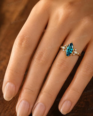 Lab Created Blue Topaz Ring, Base Metal: Brass Finish: Gold Plated, Gift