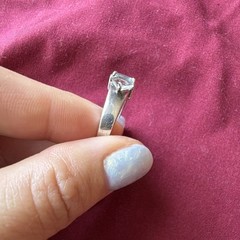 925 Sterling Silver Signed Ring Size 7 3-Stone Baguette CZ Prong Set