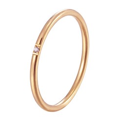Stainless Steel Thin CZ Band Women 1mm Geometric Prong Classic Wedding Jewelry