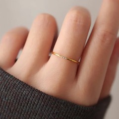 Stainless Steel Thin CZ Band Women 1mm Geometric Prong Classic Wedding Jewelry