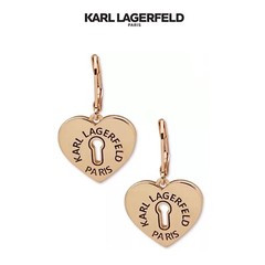 NWT Karl Lagerfeld HEART KEY HOLE 12-K Gold Plated Brass Drop Earrings