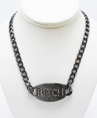 New Hematite Tone “BITCH” Pendant Curb Chain Necklace by Rainbow #N2725