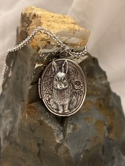 VALENTINES GIFT SILVER BUNNY RABBIT Locket Necklace Pendant PHOTO Picture CAMEO