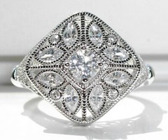 Antique Style Blooming Flower Ring CZ 925 Sterling Silver Women’s-Sizes 4-11