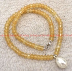 4x6mm Tea Watermelon Tourmaline Drop Shell Pearl Drop Pendant Gems Necklace 18″