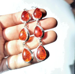 Baltic Amber (Lab-Created)Gemstone 925 Sterling Silver Handmade Jewelry Earrings