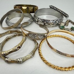 Bangle Bracelet Lot 11 piece Mixed Metal Bamboo Filigree Stack Vintage to Now
