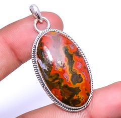 Seam Agate – Morocco 925 Sterling Silver Pendant 1.95″ P92014439, Christmas Gift