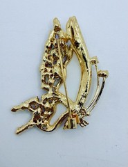 Vintage Inspired Butterfly Brooch Pin Pendant Rhinestones & Imitation Pearl