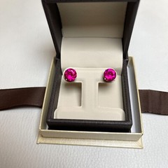 4 TCW Round Ruby Studs Earrings Man Made 14k Solid Gold Screw or Push Back