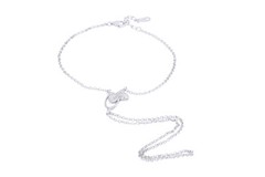 Round Simulated Diamond Butterfly Bracelet 14K White Gold Plated Sterling Silver