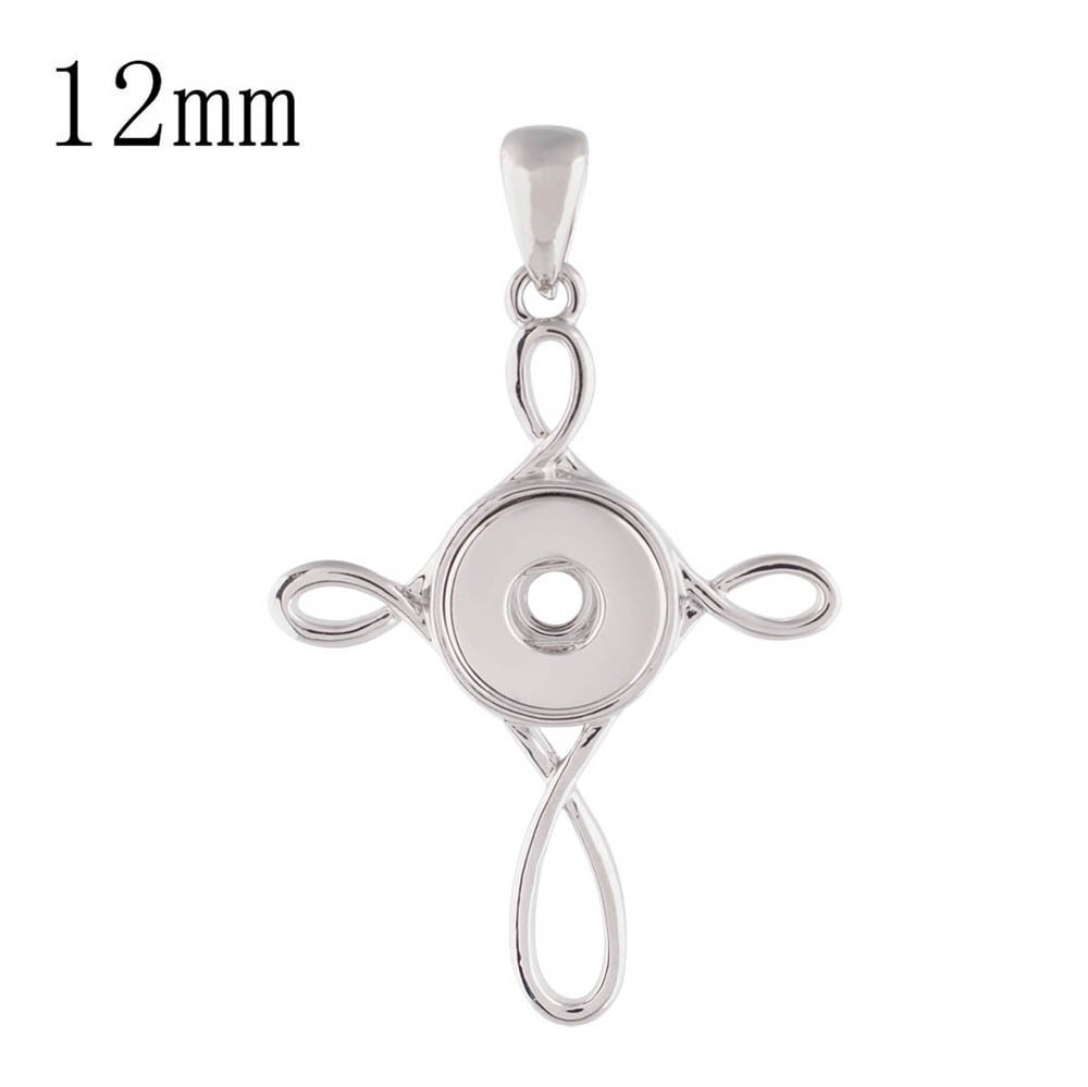 12mm Mini Petite Snap Pendant Cross Silver Tone Fits 12mm Ginger Style Charms 2″