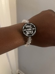 Clear Plastic Beaded Stretch Bracelet, Faith Over Fear Round Dangle Charm
