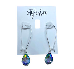 Teardrop Stone Iridescent Dangle Drop Earrings 2 inches