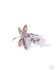 Paparazzi Darling Dragonfly – Orange – Multicolored Gems – Silver Dragonflies Ri