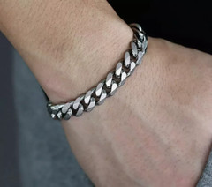 Cadena de Eslabón cubano para Hombre Acero Inoxidable de Plata Moda Hip Hop