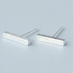 S925 Sterling Silver Bar Round Square Stick Line Stud Earrings Minimalist PE18