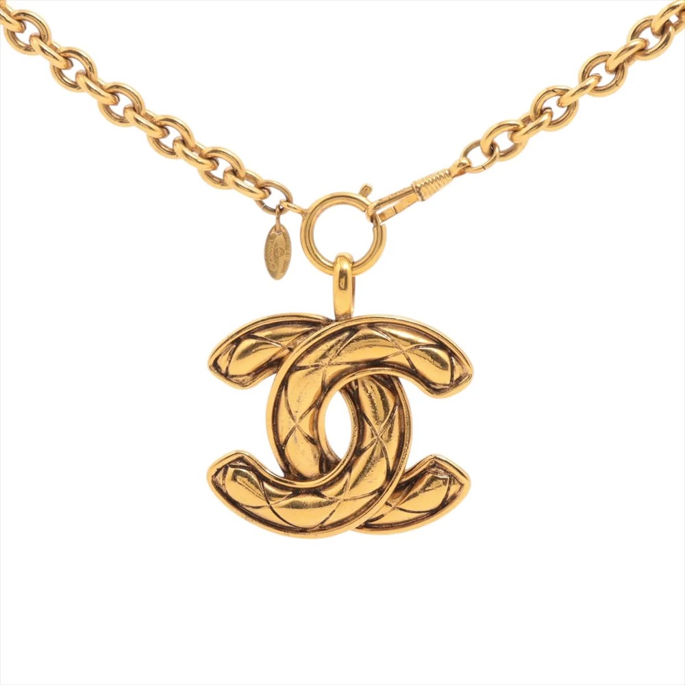 Chanel Coco Mark Matelasse Necklace GP Gold