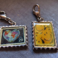 Quirky charms for charm bracelet, silver-tone, US Postal Stamps