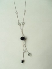 Delicate Black, Gray and Crystal Necklace silver toned necklace