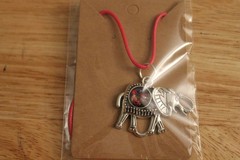 Elephant With Decorative Stone Accent Necklace – Pink
