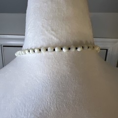 White And Black Beaded Drop Long Necklace One Strand