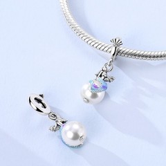 MULA Fine 925 Stering Silver DIY Charm Mermaid Pearl Pendant for Women Bracelet
