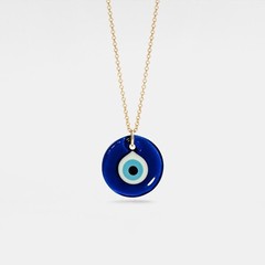 Turkish Nazar Blue Evil Eye Charm Layering Necklace in 925 Sterling Silver