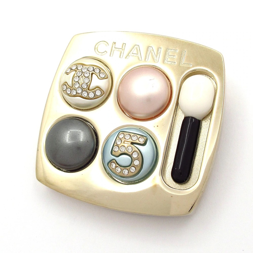 CHANEL Gold Clear Multi Hardware Rhinestones Brooch