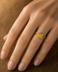 Lab Created Yellow Citrine Ring, Base Metal: Brass Finish: Gold Plated, Gift