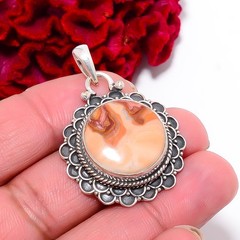 Wave Dolomite – Mexico Designer Handmade 925 Sterling Silver Pendant 1.64″ P9938