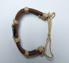 Boho Leather & Hemp Cord Adjustable Bracelet with Metal Heart Charm – Unisex
