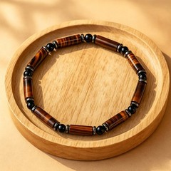 Tiger Eye Cylinder Hematite Men’s Bracelet Career Success Spiritual Jewelry NEW