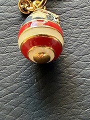 NECKLACE-USA FLAG Egg Shaped Charm Red White & Blue Enamel NWOT #America250