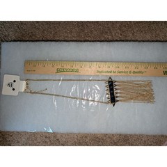 Bansri Gold Tone Black Stone Spike Fringe Statement Necklace and Earring Set