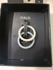 QALO Stackable Silicone Band Ring Set Gray/White Size 8 7.5mm Signed