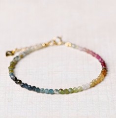 Minimalist Tourmaline 2mm Bead Healing Empath Protection Chakra Dainty Bracelet