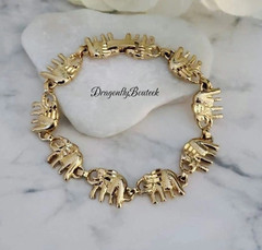 Gold Elephant Women’s Bracelet, 14K Heavy Plated Gold