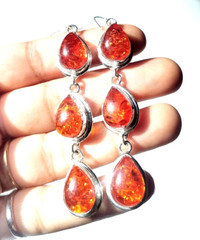 Baltic Amber (Lab-Created)Gemstone 925 Sterling Silver Handmade Jewelry Earrings