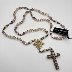 VSA Virgins Saints & Angels Cross Necklace Beaded Chain 32″