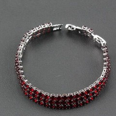 AAA Red Garnet Bracelet-19.5CM Link Chain Bracelet Women Bridal Jewelry 5 Color