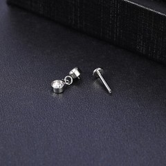 1/2Pcs Stainless Steel Threaded Stud Earrings CZ Dangle Helix Conch Piercings