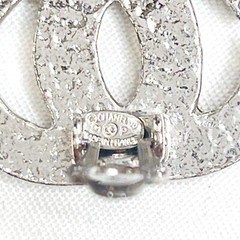 Chanel Crystal CC COCO Logo Earrings signed-01P Silvertone Vintage JAPAN