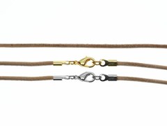 Natural Undyed Leather Cord Necklace Silver/Gold Clasp 16″ to 30″ In Length