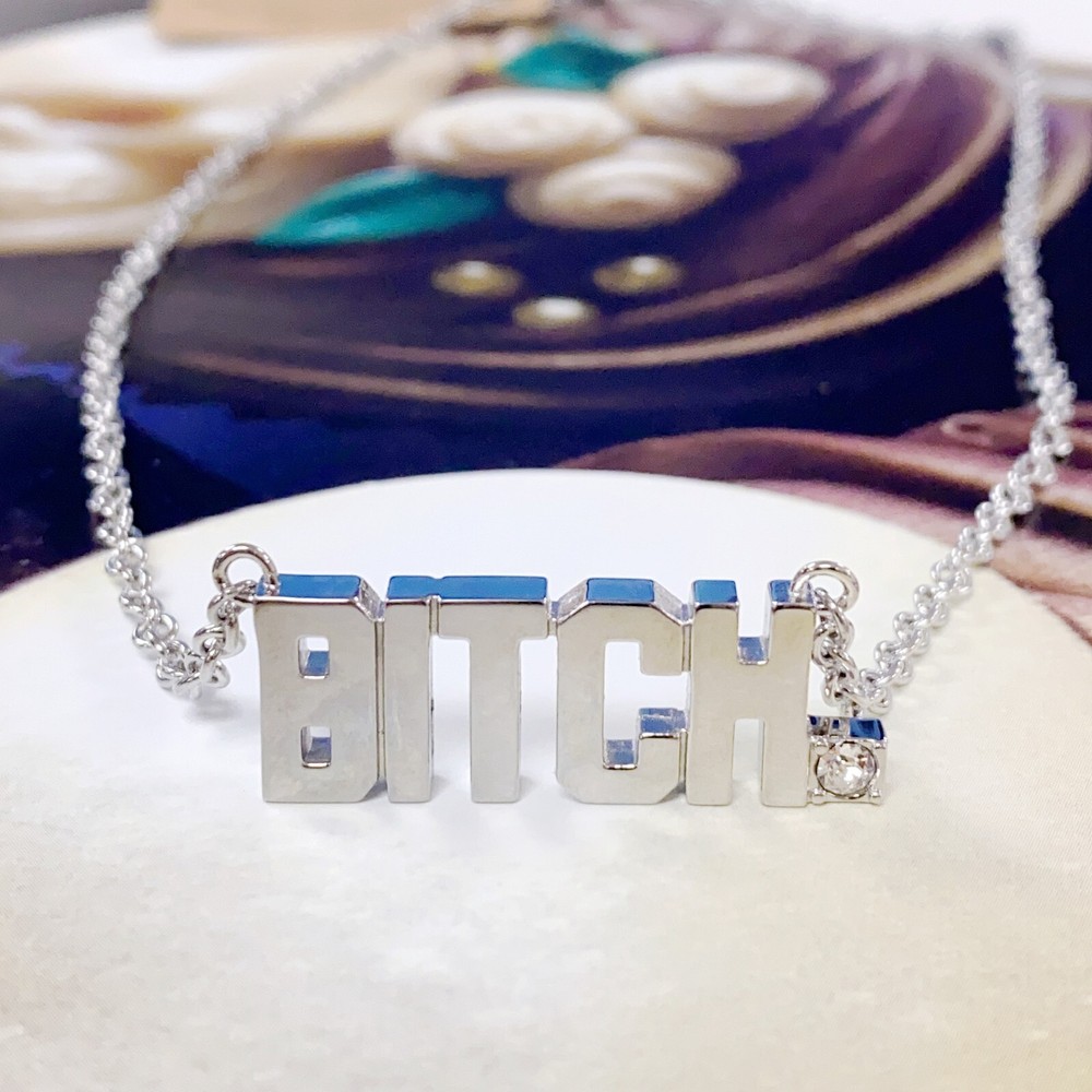 BITCH Pendant Block Letter Necklace with Swarovski crystal By Controse
