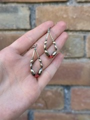 Silver Tone Metal Red Teardrop Dangle Earrings, Hook Closure